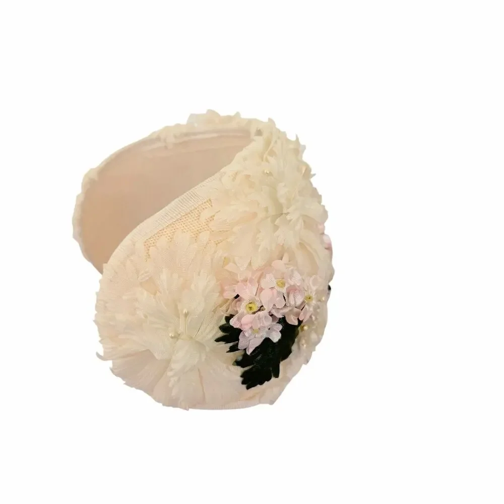 Vintage Floral Clochet Hat Ivory Floral 1920s Cottagecore